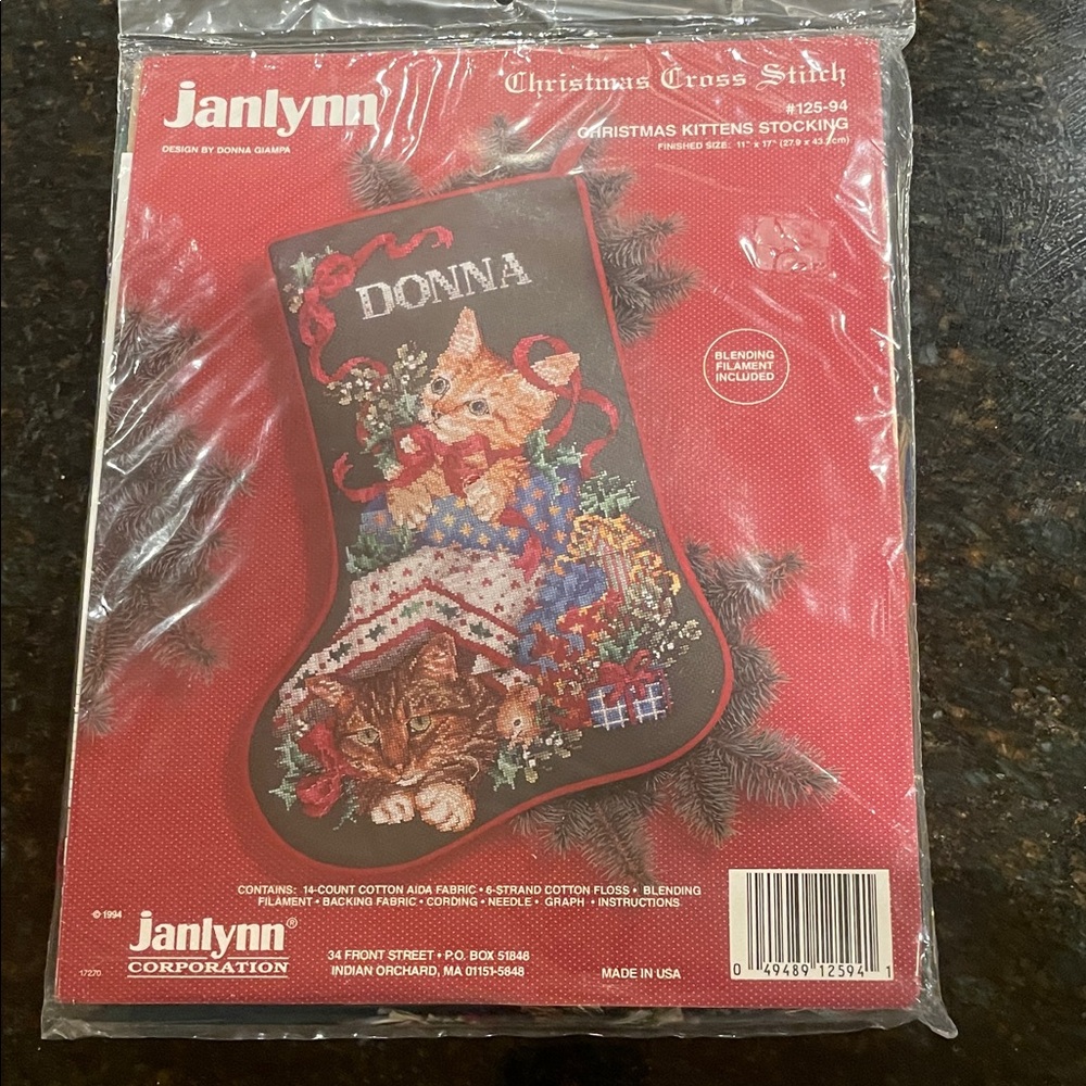 Janlynn Christmas Kittens Stocking Cross Stitch Kit